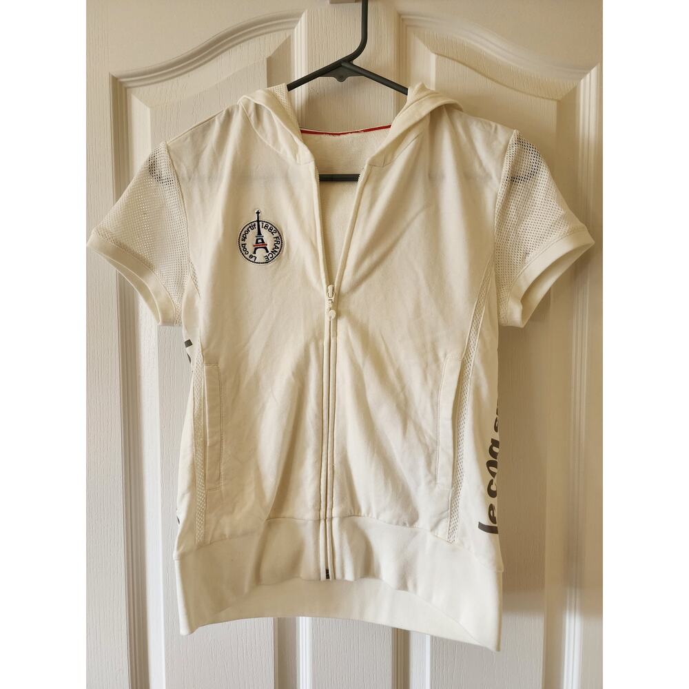 Le Coq Sportif Short Sleeve Full Zip Hoodie Track Jacket White S Tennis Sport